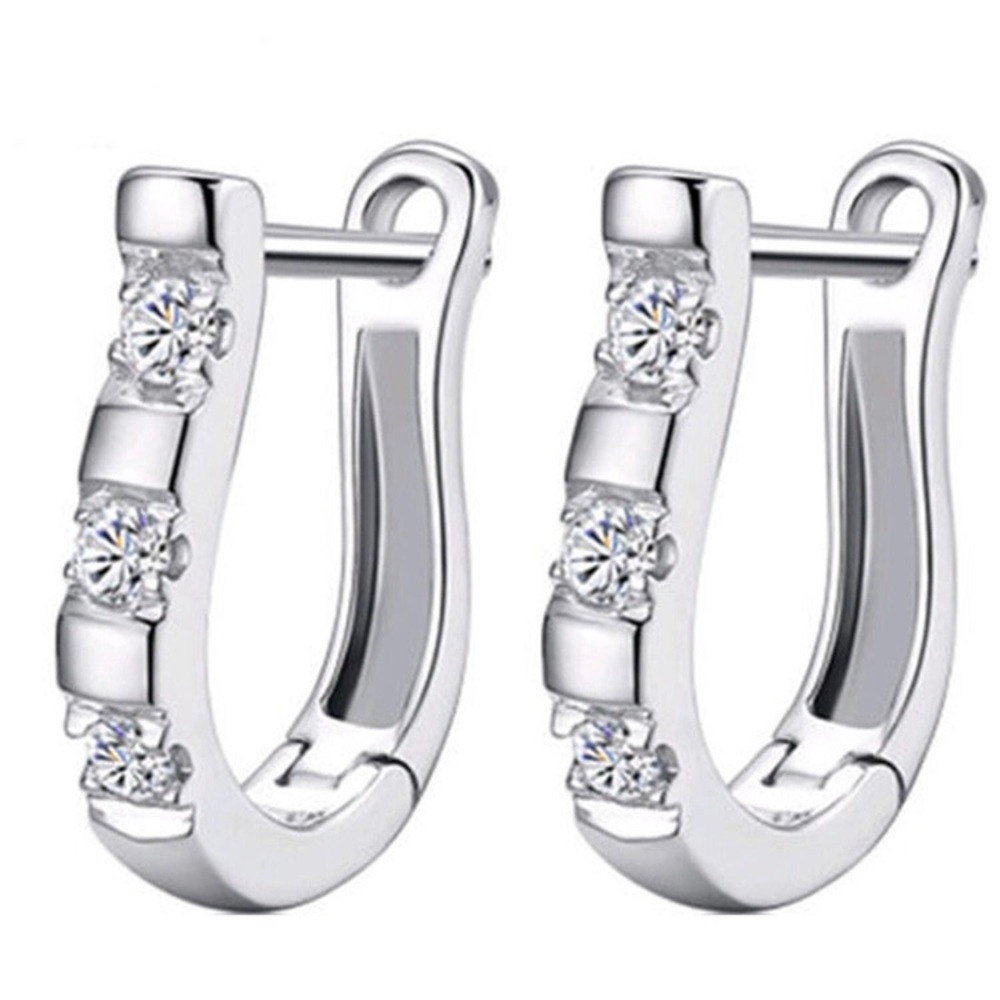 NEW!💙💎HORSE SHOE! BEAUTIFUL CZ EARRING💎💙BLING! - Picture 3 of 8
